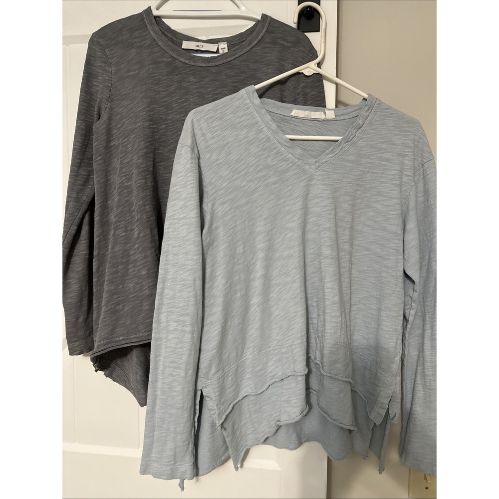 Wilt long sleeve asymmetrical hem Lot Of 2 Shirts Light Blue And Gray Both XS